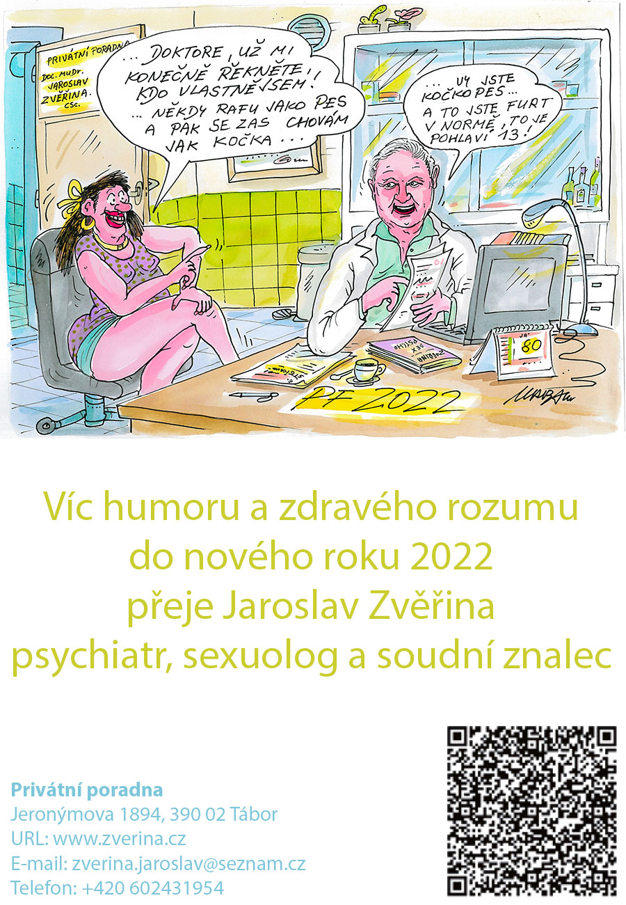 Víc humoru a zdravého rozumu do nového roku 2022 přeje Jaroslav Zvěřina - psychiatr, sexuolog a soudní znalec
