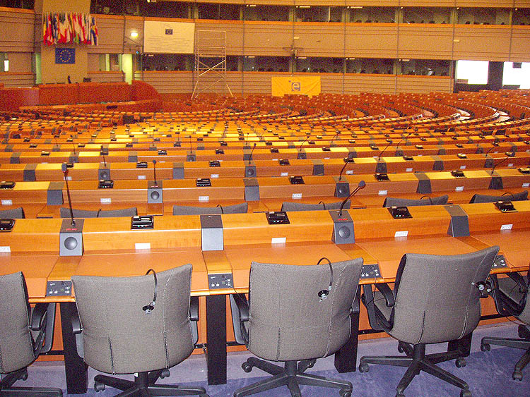 Budova Evropského parlamentu v Bruselu, interiér